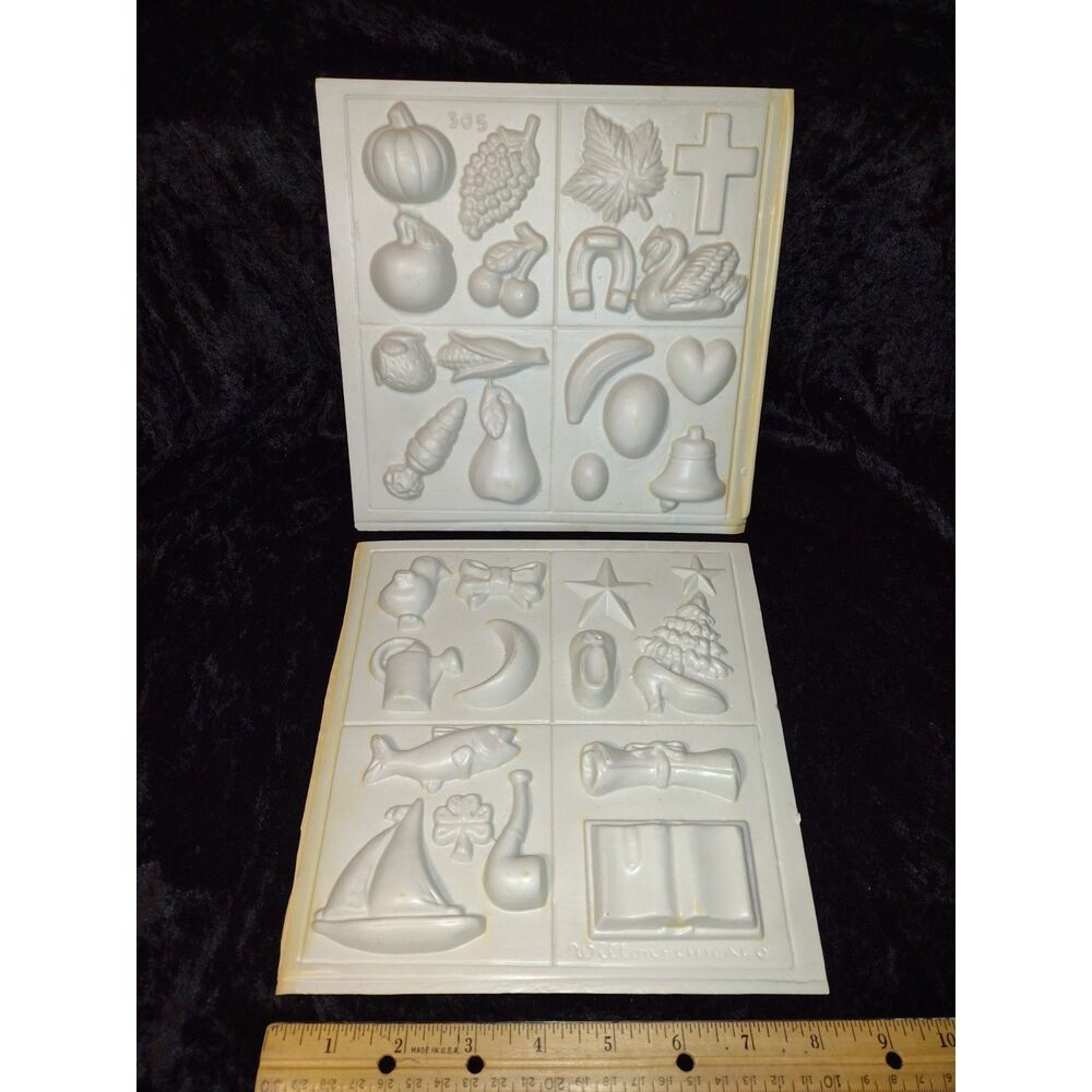 Vintage Lot Wilton White Plastic Sugar Candy‎ Molds Decorations Holiday Uncut